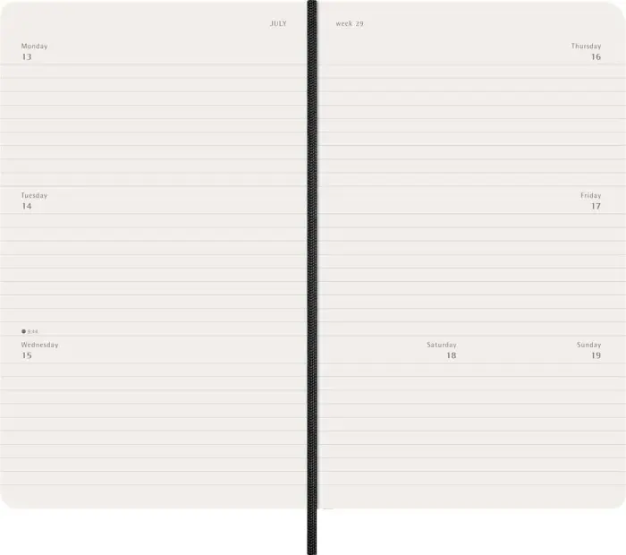 Kalender Moleskine Horizontal Weekly Black Soft Large 2026