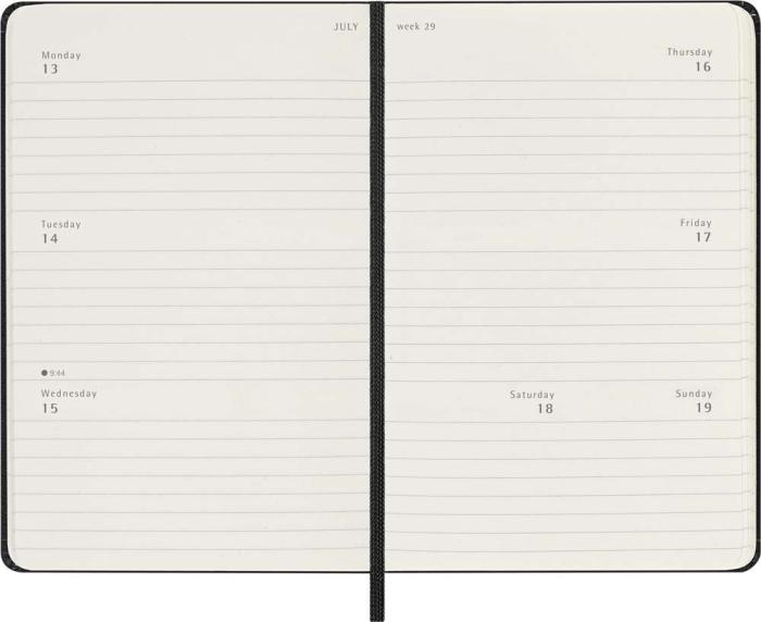 Kalender Moleskine Horizontal Weekly Black Hard pocket 2026