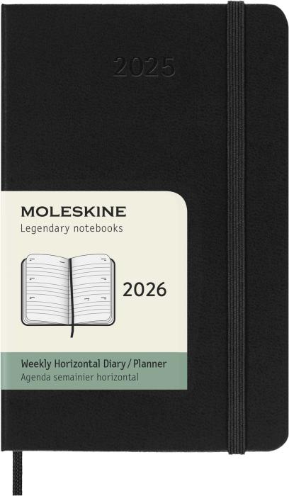 Kalender Moleskine Horizontal Weekly Black Hard pocket 2026