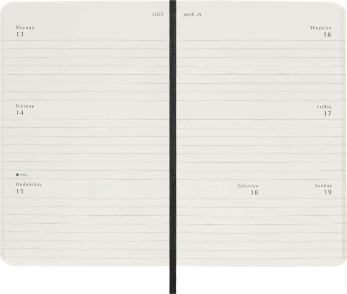 Kalender Moleskine Horizontal Weekly Black soft pocket 2026