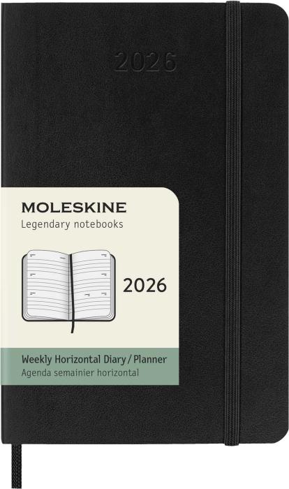 Kalender Moleskine Horizontal Weekly Black soft pocket 2026