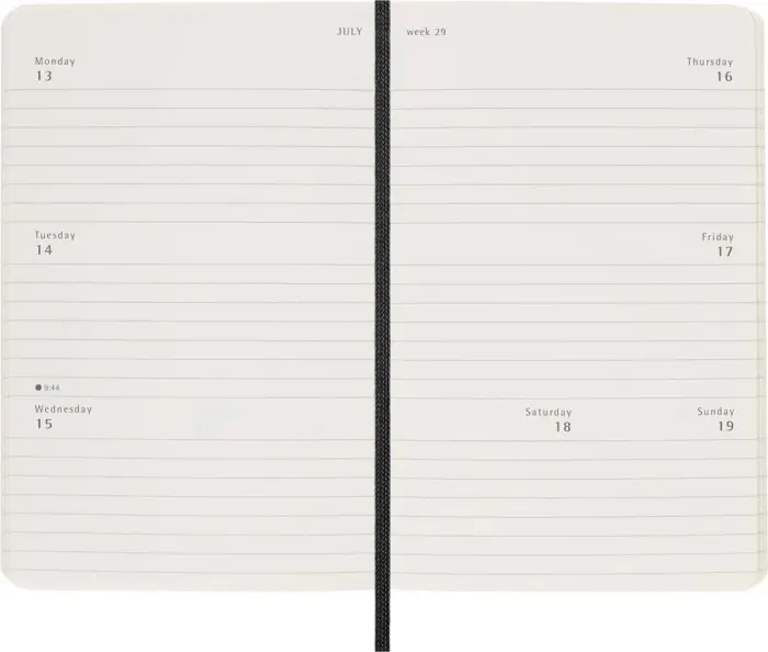 Kalender Moleskine Horizontal Weekly Black soft pocket 2026