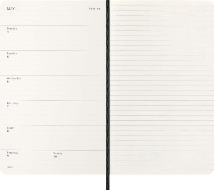 Kalender Moleskine Weekly notebook Large Black Soft 2026