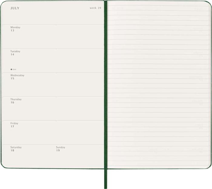 Kalender Moleskine Weekly Notebook Myrtle Green hard Large 2026