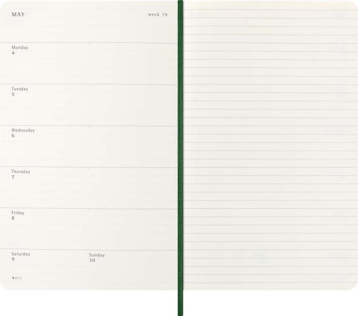 Kalender Moleskine Weekly Notebook Myrtle Green soft Large 2026