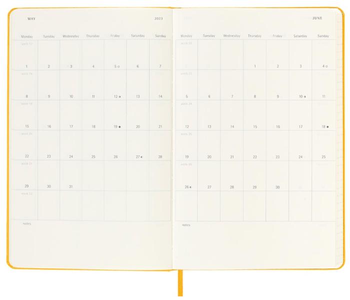 Moleskine Weekly Notebook Orange Yellow hard Large 2023