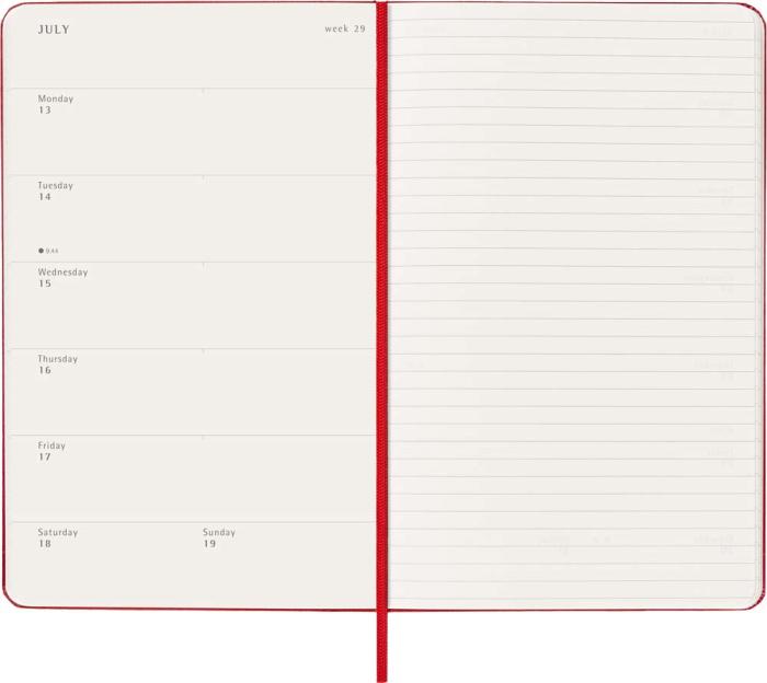 Kalender Moleskine Weekly Notebook Red hard Large 2026