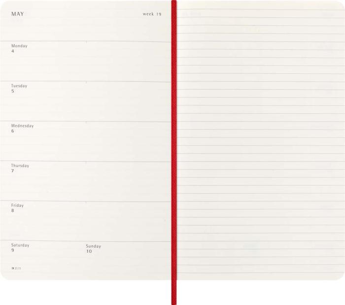 Kalender Moleskine Weekly notebook Large Red Soft 2026