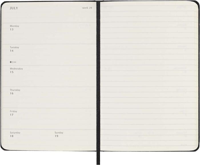 Kalender Moleskine Weekly Notebook Black hard pocket 2026
