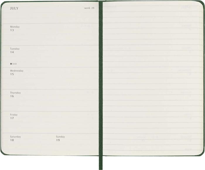 Kalender Moleskine Weekly Notebook Myrtle Green hard pocket 2026