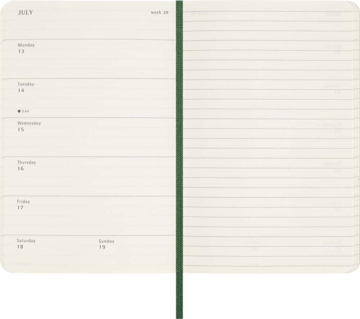 Kalender Moleskine Weekly Notebook Myrtle Green soft pocket 2026