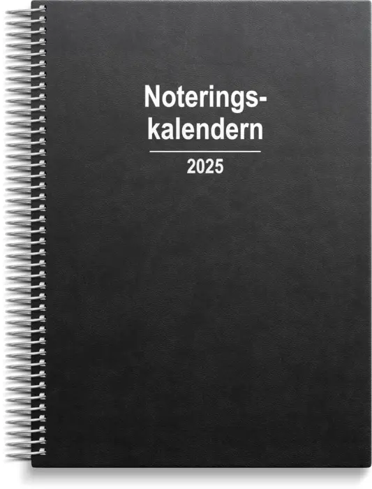 Kalender 2025 Noteringskalendern svart konstläder
