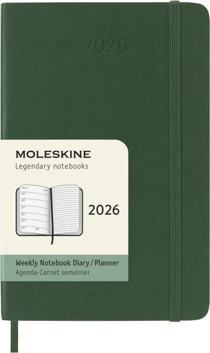 Kalender Moleskine Weekly Notebook Myrtle Green soft pocket 2026