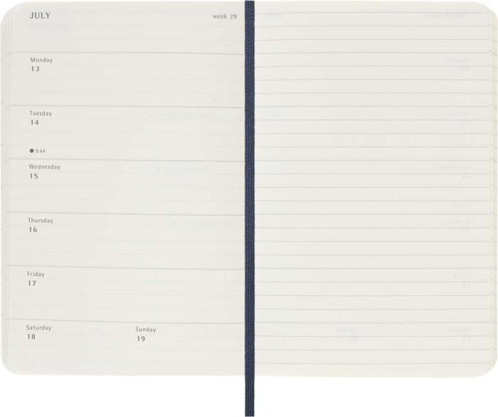 Kalender Moleskine Weekly Notebook Blue soft pocket 2026