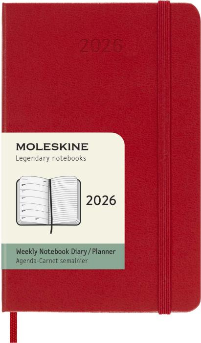 Kalender Moleskine Weekly Notebook Red hard pocket 2026