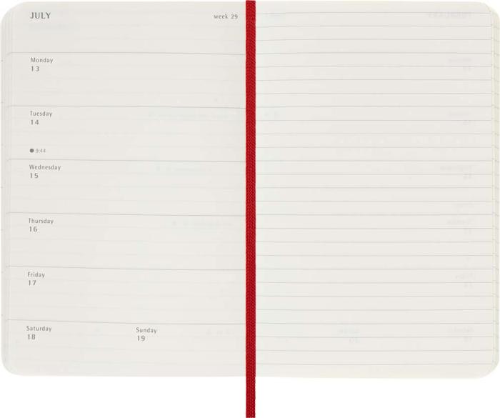Kalender Moleskine Weekly Notebook Red soft pocket 2026