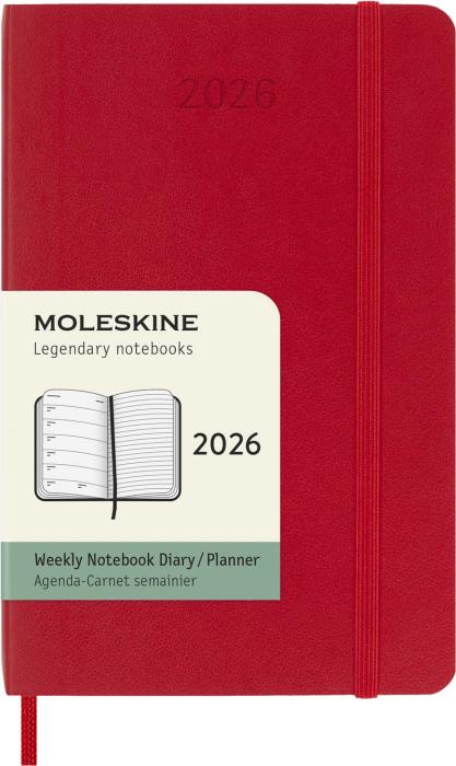 Kalender Moleskine Weekly Notebook Red soft pocket 2026