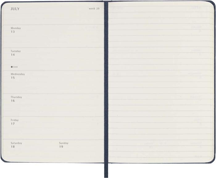Kalender Moleskine Weekly Notebook Sapphire Blue hard pocket 2026