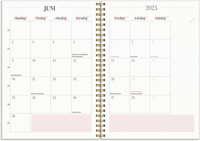 Kalender 2025 Life Planner Pink horisontell