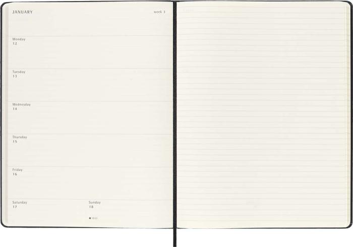 Kalender Moleskine Weekly Notebook Black hard XL 2026