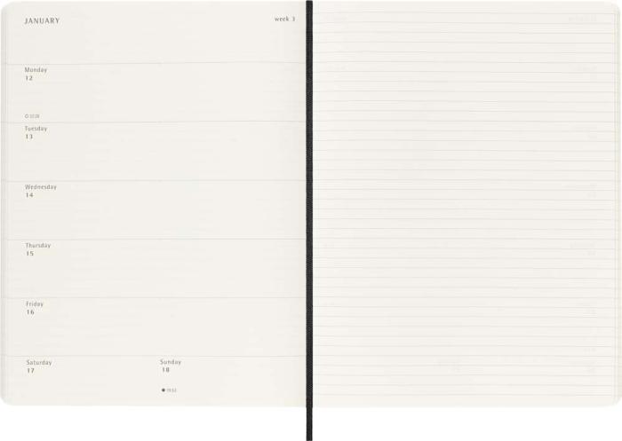 Kalender Moleskine Weekly notebook XL Soft Black 2026