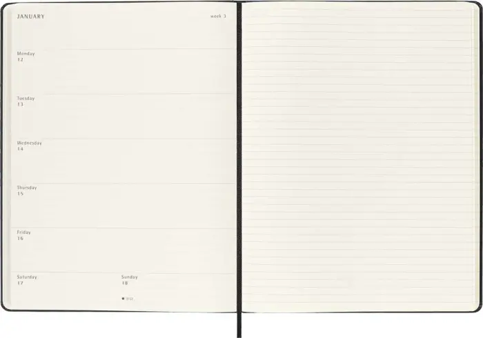 Kalender Moleskine Weekly Notebook Black hard XL 2026