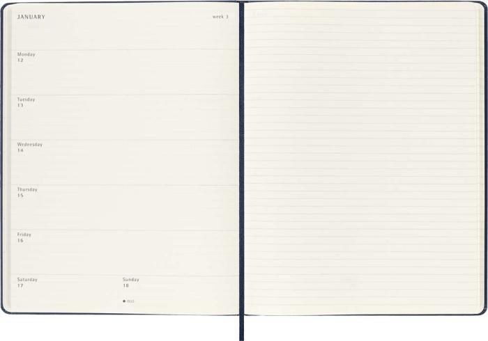 Kalender Moleskine Weekly Notebook Blue hard XL 2026