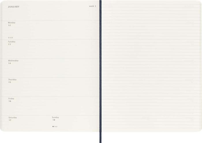 Kalender Moleskine Weekly Notebook Sapphire Blue soft XL 2026