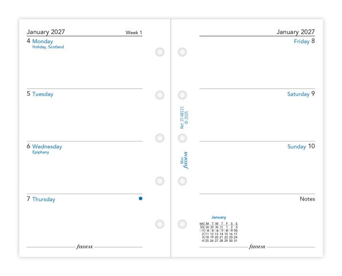 Kalender Filofax dagbok Mini 2027 v/u Engelsk