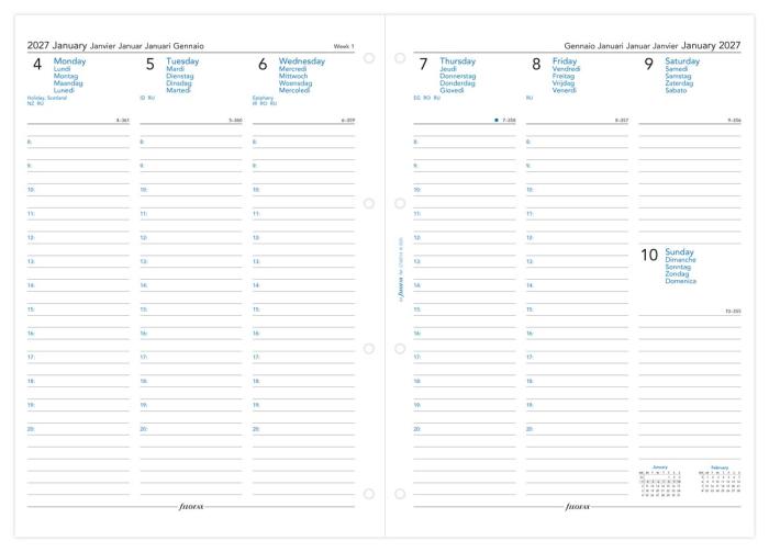 Kalender Filofax Dagbok A4 vecka/uppslag 2027