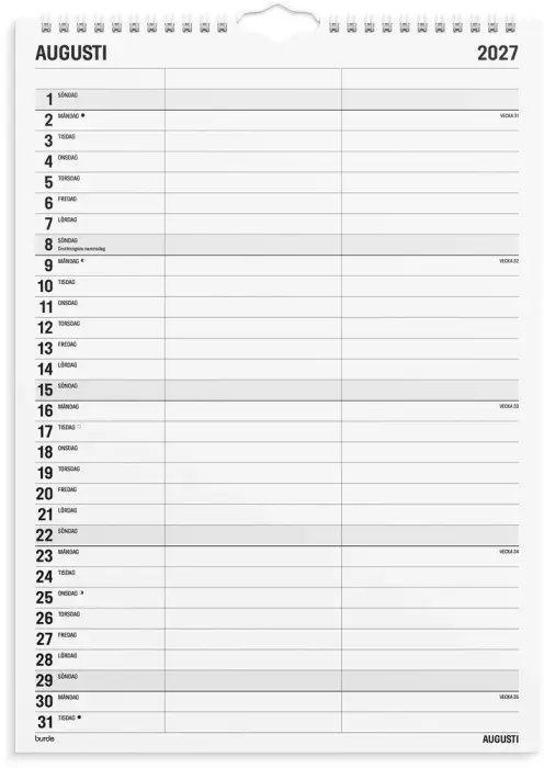 Familjekalender Black and white 2027