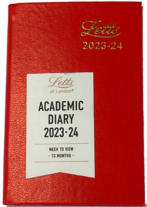 Kalender Letts Standard Mini röd studieåret 2023-2024
