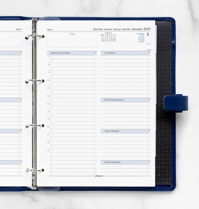 Kalender Filofax Dagbok A4 dag/sida 2027