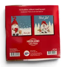 Julkort Barncancerfonden 10-pack Tomte h&aring;ller hj&auml;rta / Tomte med paket 