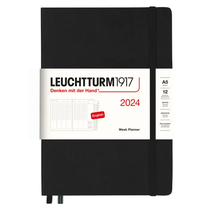 Leuchtturm1917 A5 Vecka/Uppslag Black 2024