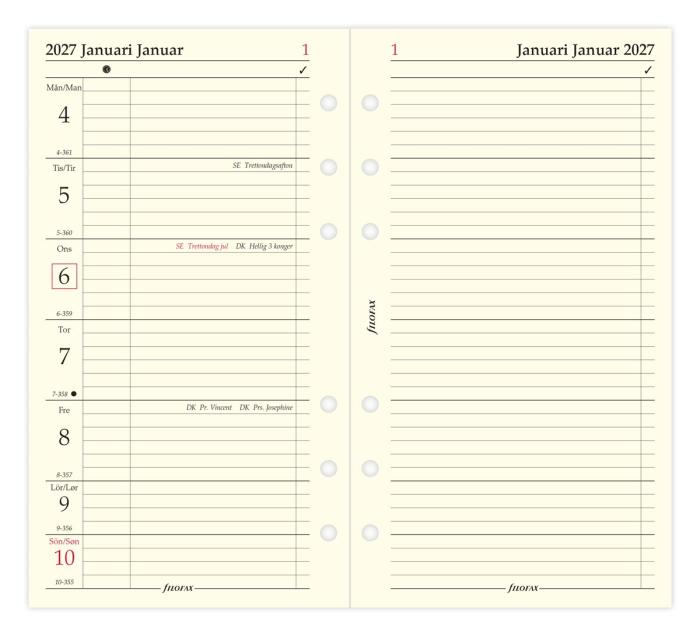Filofax dagbok Personal V+N/U 2027 Svensk/Dansk/