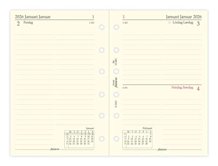 Kalender Filofax Dagbok Pocket D/S 2026