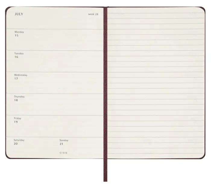 Moleskine Weekly Notebook Bergundy hard pocket 2024 