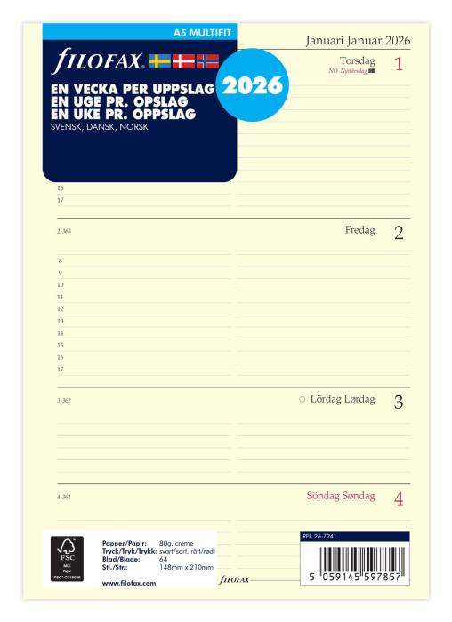 Filofax Dagbok A5 2026 v/u 