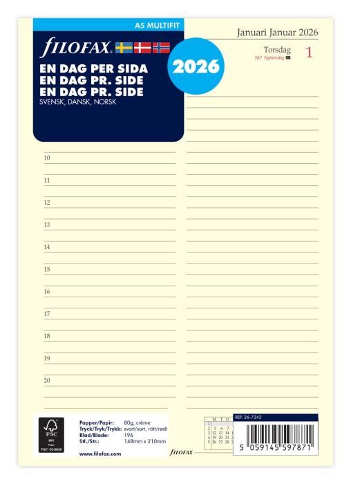 Filofax Dagbok A5 D/S 2026