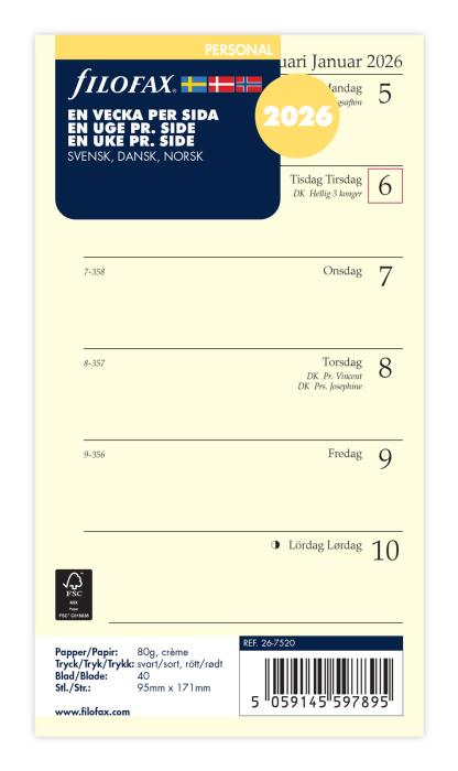 Filofax dagbok Personal V/S 2026