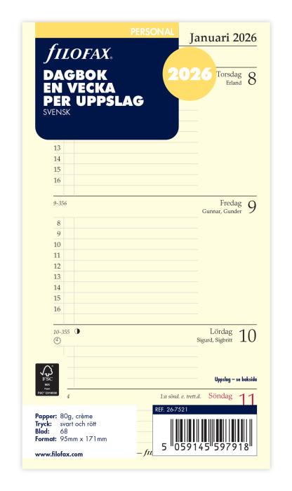 Filofax dagbok Personal 2026 V/U