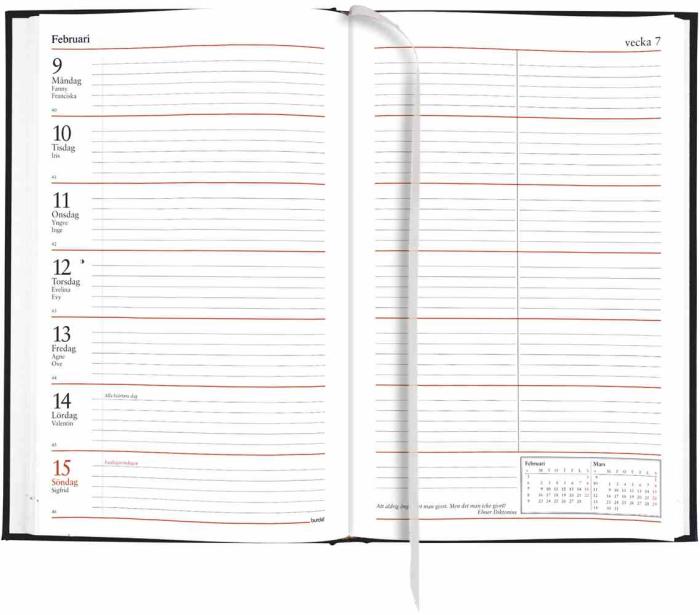 Burde Publishing AB Kontorskalender svart konstläder omslag 2020 - Kalenderkungen.se