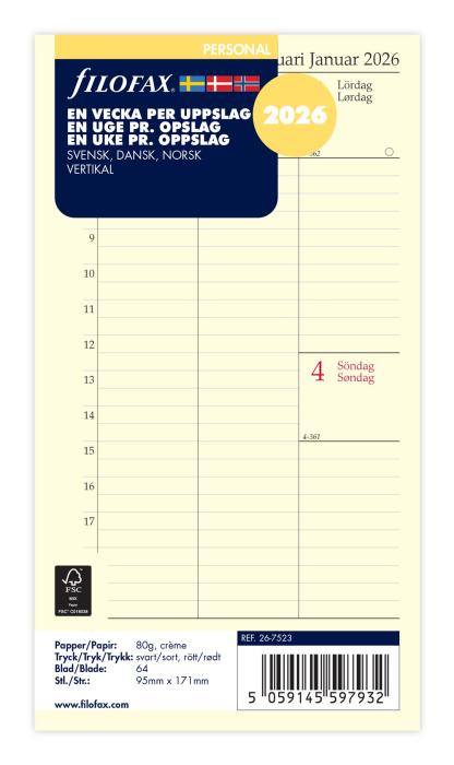 Filofax Dagbok Personal Vertikal V/U 2026