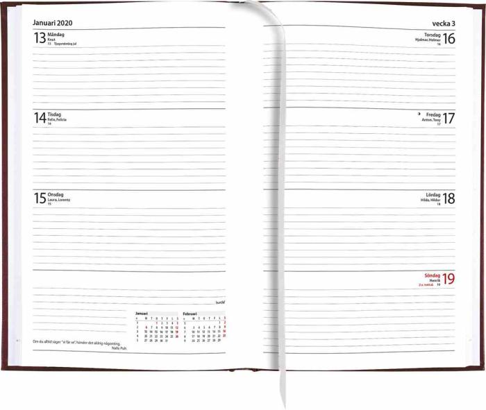 Burde Publishing AB Dagbokskalender svart konstläderomslag 2020 - Kalenderkungen.se