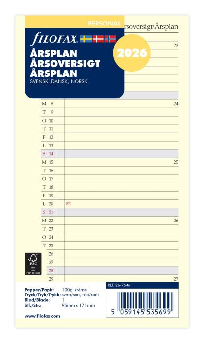 Filofax Årsplan personal 2026