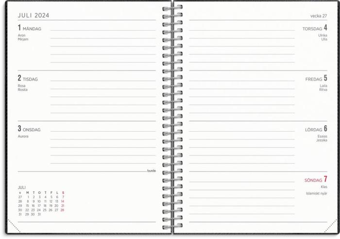 Kalender Senator A6 Twist svart 2024-2025