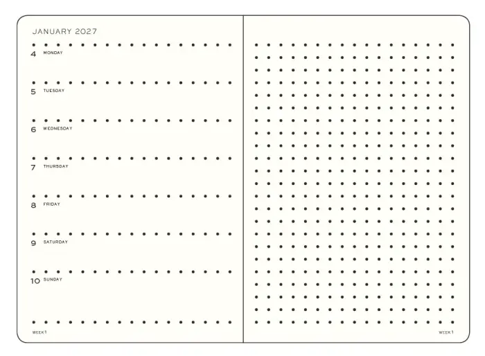 Kalender Leuchtturm1917 A5 Vecka/Uppslag Dotted Hard Sage 2027