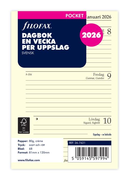 Filofax Dagbok Pocket 2026 V/U SWE