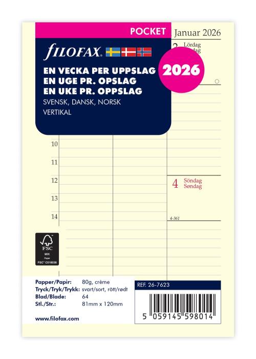 Filofax Dagbok Pocket Vertikal 2026